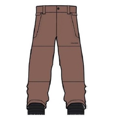 Front view of brown cargo pants with belt loops and pockets, paired with black boots.