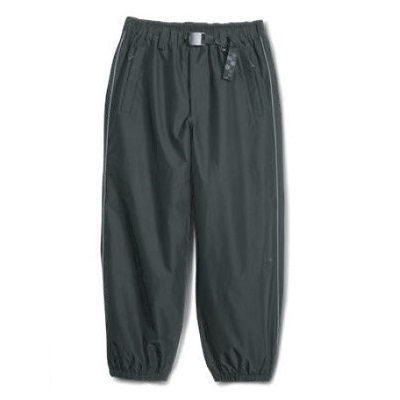 Dark grey jogger pants with an elastic waistband and cuffed ankles, shown full-length.