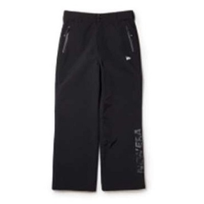 NEWERA2 - SHOP NEWS | ムラサキスポーツオンラインストア 通販 Black athletic pants with an elastic waistband and zippered pockets, shown from the front; vertical text graphic on the lower leg.