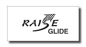 image - SHOP NEWS | ムラサキスポーツオンラインストア 通販 Logo for Raise Glide: stylized wordmark with a checkered flag graphic integrated into the letters