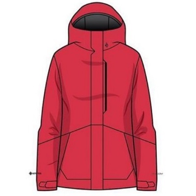 Red hooded waterproof jacket with front zipper and adjustable cuffs (outdoor coat)