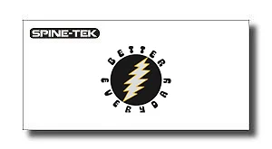 Spine-Tek logo with a circular emblem and a yellow lightning bolt in black circle