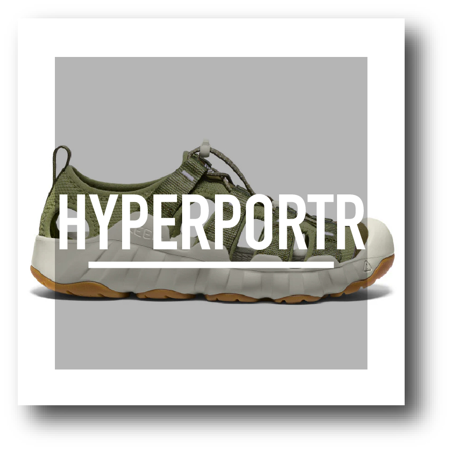 HYPERPORT - SHOP NEWS | ムラサキスポーツオンラインストア 通販 Green athletic sneaker shown in side profile on a gray backdrop with 'HYPERPORTR' watermark across the shoe.