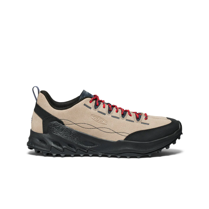 cb9eaa6583264f451f5095f1a827f4ffc4b508c0jpg - SHOP NEWS | ムラサキスポーツオンラインストア 通販 Keen hiking shoe in beige with black toe cap and red laces, rugged black sole for outdoor traction