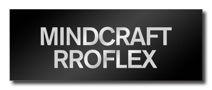 7n6DQW_g - SHOP NEWS | ムラサキスポーツオンラインストア 通販 Two-line logo: MINDCRAFT on the first line and RROFLEX on the second, in a silver gradient on a dark banner.