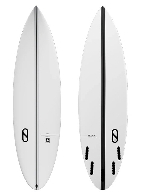 s-DRK OL - SHOP NEWS | ムラサキスポーツオンラインストア 通販 Two white surfboards shown side by side, displaying their bottom and center fin strings with multiple fin boxes along the rails.
