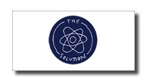 Blue circular logo with an atom symbol and the words 'THE SOLUTION' around the edge.