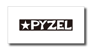 Pyzel logo featuring a white star next to bold PYZEL lettering on a dark background.