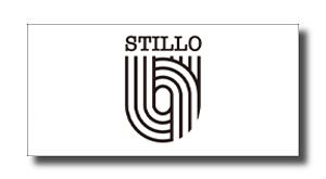 "STILLO" logo: brand name above a stylized shield made of interwoven vertical lines forming a maze-like pattern.