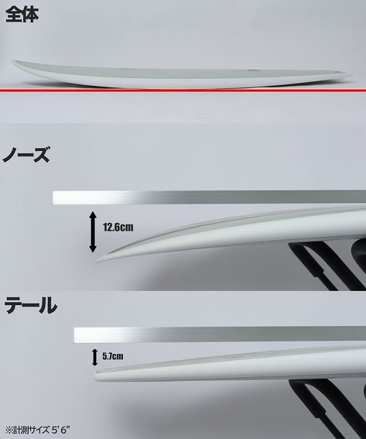 全体とノーズ・テールの長さを示す製品図。ノーズは12.6cm、テールは5.7cmの寸法が矢印で示されている。