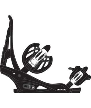 burton_freestyle_bl - SHOP NEWS | ムラサキスポーツオンラインストア 通販 Black snowboard binding with high-back and two straps (ankle and toe) visible, outline-focused illustration.