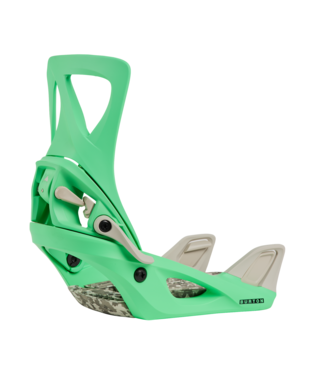 burton_w_so_gr - SHOP NEWS | ムラサキスポーツオンラインストア 通販 Green snowboard binding shown from the side with highback, straps, and baseplate