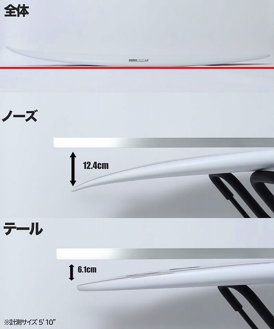 Diagram of a white curved tool with sections labeled Overall, Nose (12.4 cm) and Tail (6.1 cm).