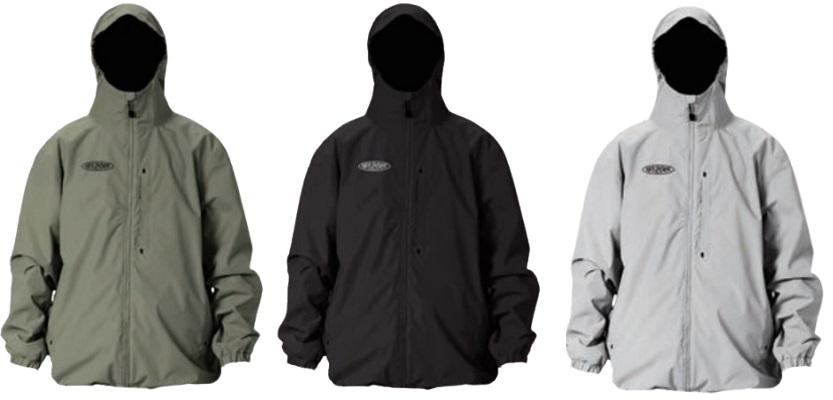 bstacsjktc - SHOP NEWS | ムラサキスポーツオンラインストア 通販 Set of three hooded jackets in olive green, black, and light gray, shown from the front with logos on the chest.
