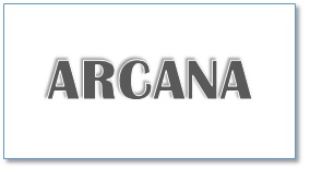 ARCANAボタン - SHOP NEWS | ムラサキスポーツオンラインストア 通販 ARCANA brand wordmark in bold gray lettering on a white card with a subtle shadow.