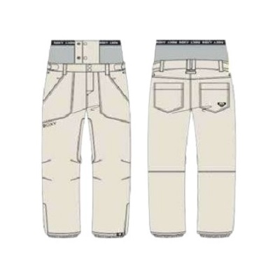 Front and back views of beige cargo pants with multiple pockets and belt loops.