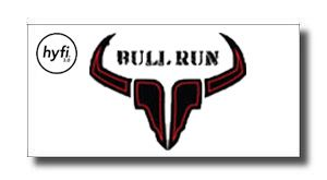 image - SHOP NEWS | ムラサキスポーツオンラインストア 通販 Logo with stylized black and red bull horns and the words BULL RUN above; small hyfi logo to the left.