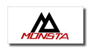 image - SHOP NEWS | ムラサキスポーツオンラインストア 通販 Monsta logo: black double-peak M above a red MONSTA wordmark on white background.