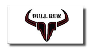 image - SHOP NEWS | ムラサキスポーツオンラインストア 通販 Logo for 'BULL RUN' featuring a stylized bull head with prominent curved horns in black and red, centered on a white background.