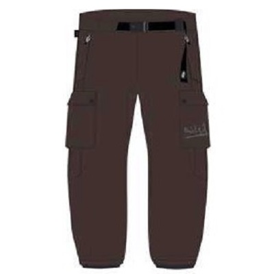 Brown cargo pants with a belt and multiple side pockets, designed for utility and outdoor use.