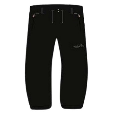 Black knee-length athletic shorts with front zip pockets and a small logo on the left thigh.