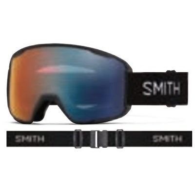 Smith snow goggles with a mirrored orange–blue lens and a black adjustable strap labeled SMITH.
