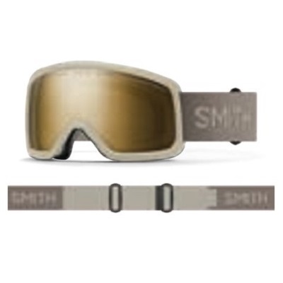 Smith ski goggles with tan mirrored lenses and an adjustable gray strap labeled 'SMITH'
