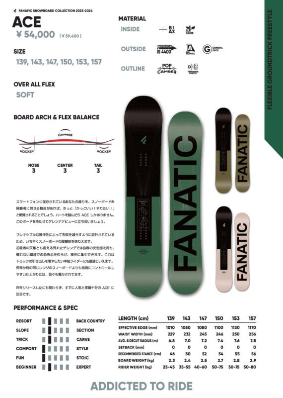 23-24【FANATIC】ACE BLACK/GREEN 143 | ムラサキスポーツの中古
